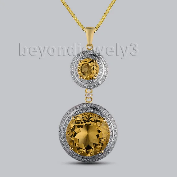 Новинка! 14Kt желтое золото 10.38ct натуральный цитрин Фантастический свадебный кулон