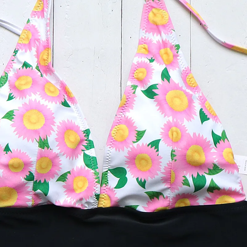 2019 Sexy Swimsuit Women One Piece Bodysuit Push Up Monokini Halter Cross Floral Print Bathing Suits Female Beachwear | Спорт и