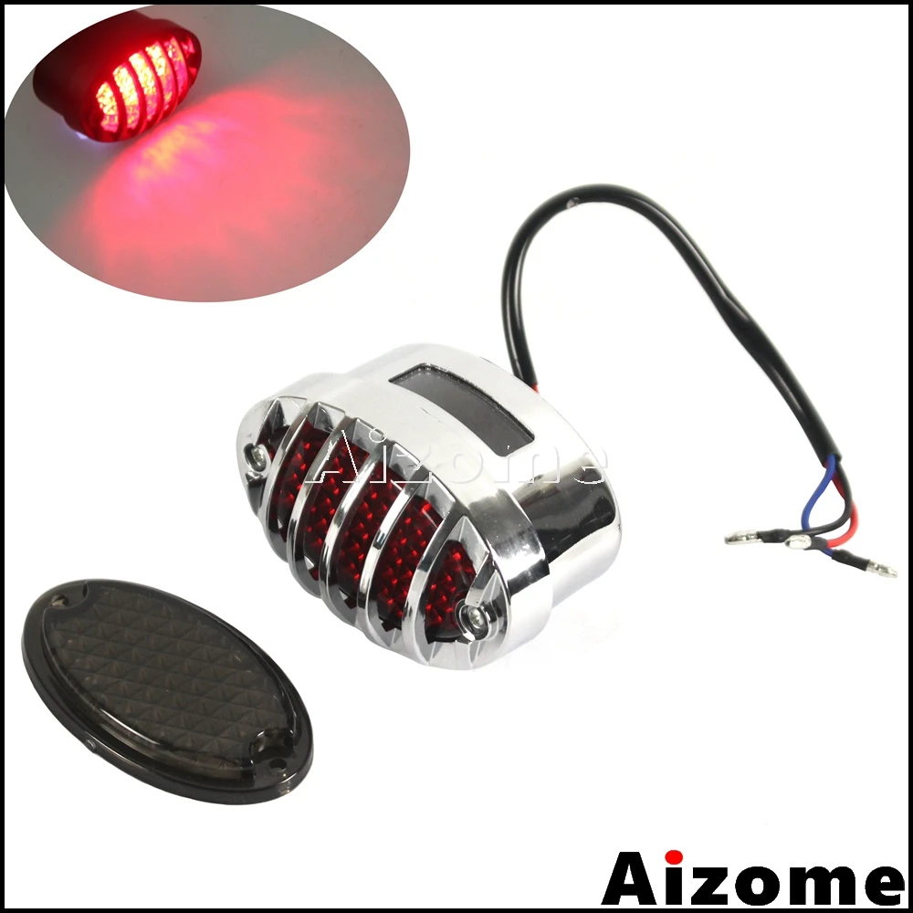 

Motorcycle Grill LED Tail Light Taillight Oval Brake Stop Licence Lamp For Harley Cafe Racer Scrambler Rear Light Feu Arriere