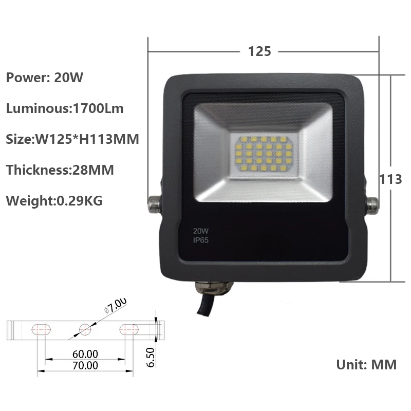 AC220V IP65 LED Floodlight 10W 20W 50W 100W Waterproof Spotlight Led Flood Light for Outdoor Garden Billboard Project Decor Lamp | Освещение