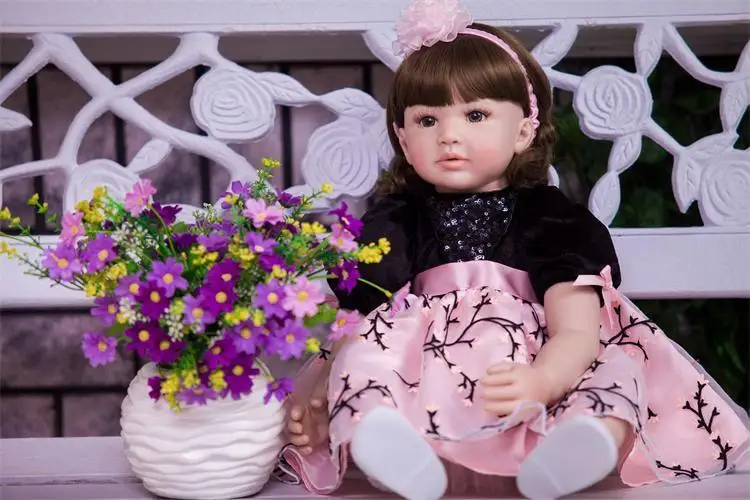 2018 Новый Boneca Reborn девушка куклы розовое платье принцессы короткие вьющиеся волосы