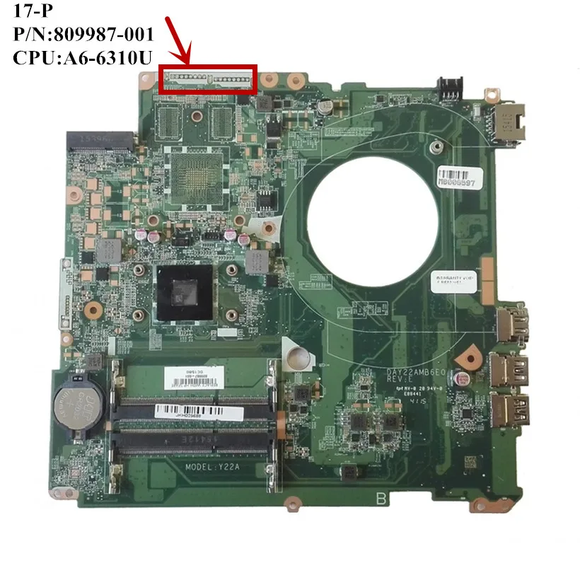 SZWXZY отлично подходит для материнской платы ноутбука HP 17 P с A6 6310U CPU DDR3 809987 601 001
