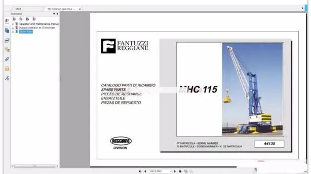 Оператор кранов Fantuzzi Harbnour руководство по техническому обслуживанию
