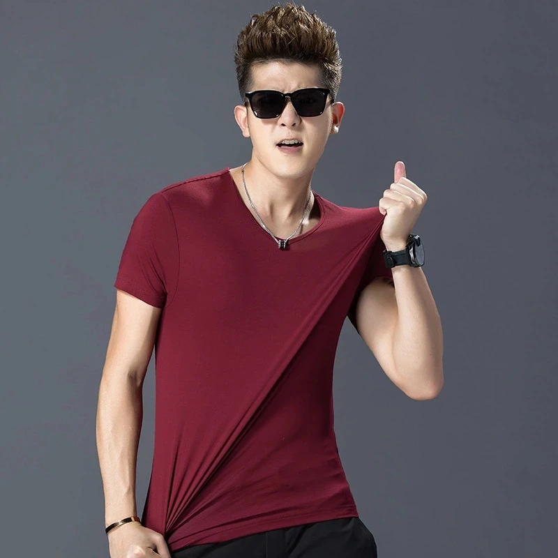 Мужская Базовая футболка с круглым вырезом Slim Fit мужской моды футболки короткий