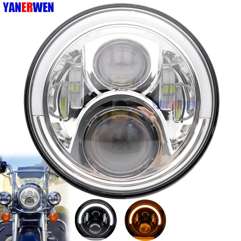

7 inch LED Headlights 7'' half ring headlight round motorcycle led headlight for Electra Glide Street Glide Fat Boy Road King