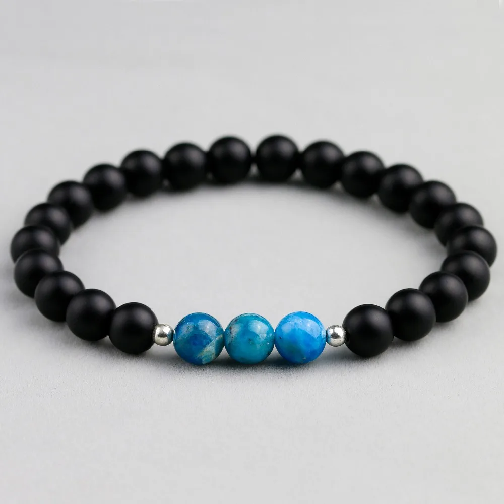 Браслет для йоги из натурального синего апатита лечебный Белый Howlite камень