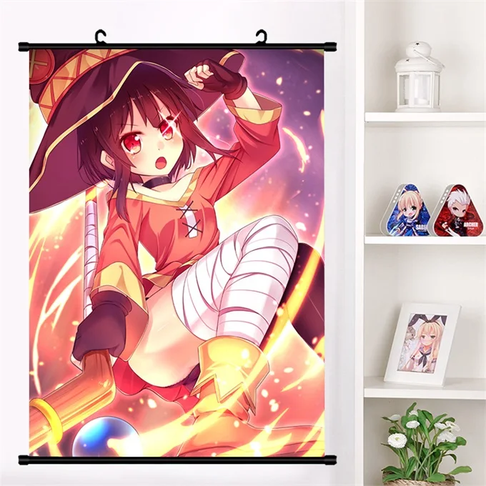 Аниме Манга KonoSuba Божье благословение на этом чудесном мире! Megumin Aqua Darkness Косплей настенные свитки Фреска плакат домашний декор - Цвет: O