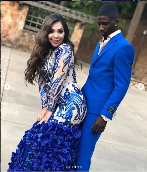 Hand Made Flower Mermaid Prom Dresses 2019 New Royal Blue Long Sleeve Floor Length O Neck Formal Evening Dress Party Gowns | Свадьбы и