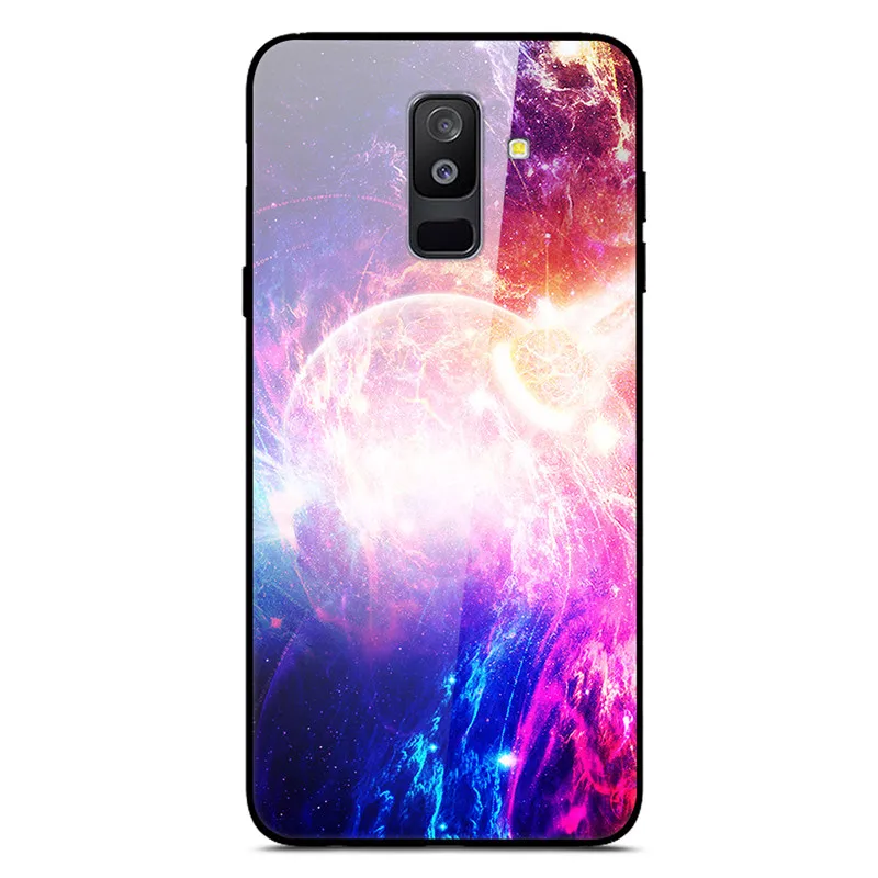 Для samsung Galaxy A6 Plus чехол из закаленного стекла с изображением планеты Космос чехол-накладка для samsung A6 Plus A605F+ жесткий чехол из поликарбоната