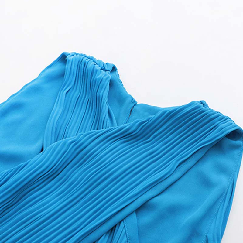 Летнее Длинное плиссированное платье без рукавов с v образным вырезом и