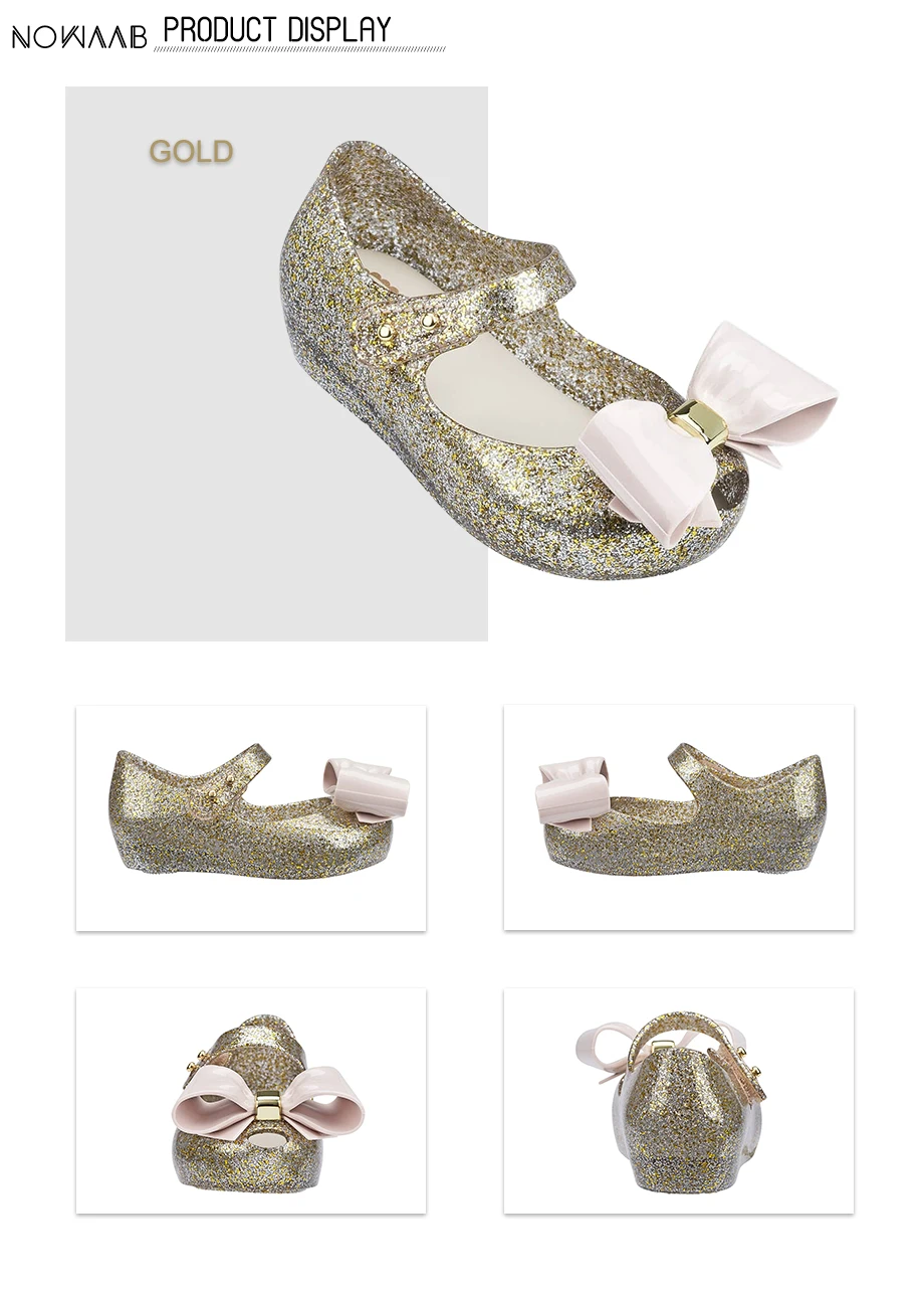 Mini Melissa Ultragirl/Новинка года; летние Пластиковые туфли для девочек с бантом; нескользящие сандалии; Детские пляжные сандалии Melissa для малышей