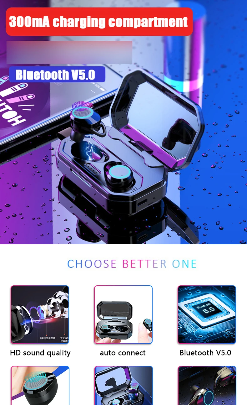 Наушники TWS с сенсорным управлением bluetooth V5.0 TWS True беспроводные наушники HiFi стерео двусторонние звонки спортивные наушники гарнитуры