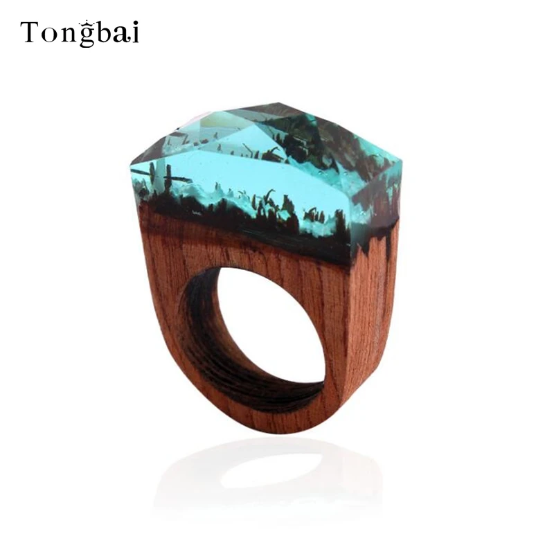 Tongbai оригинальные деревянные кольцо подводный в Смола дерева Кольца