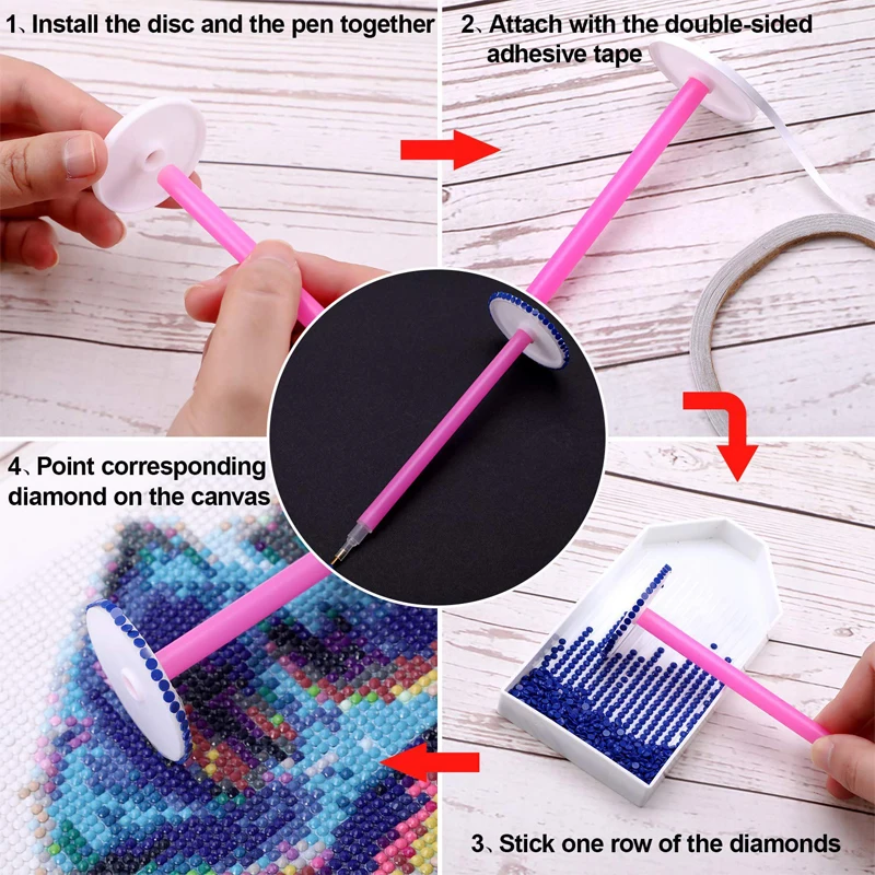 7Pcs of high-end Diamond Painting Tool 360 Degree Round Roller Pens Double-Sided Adhesive Tapes Big Plate Stich Kits | Дом и сад