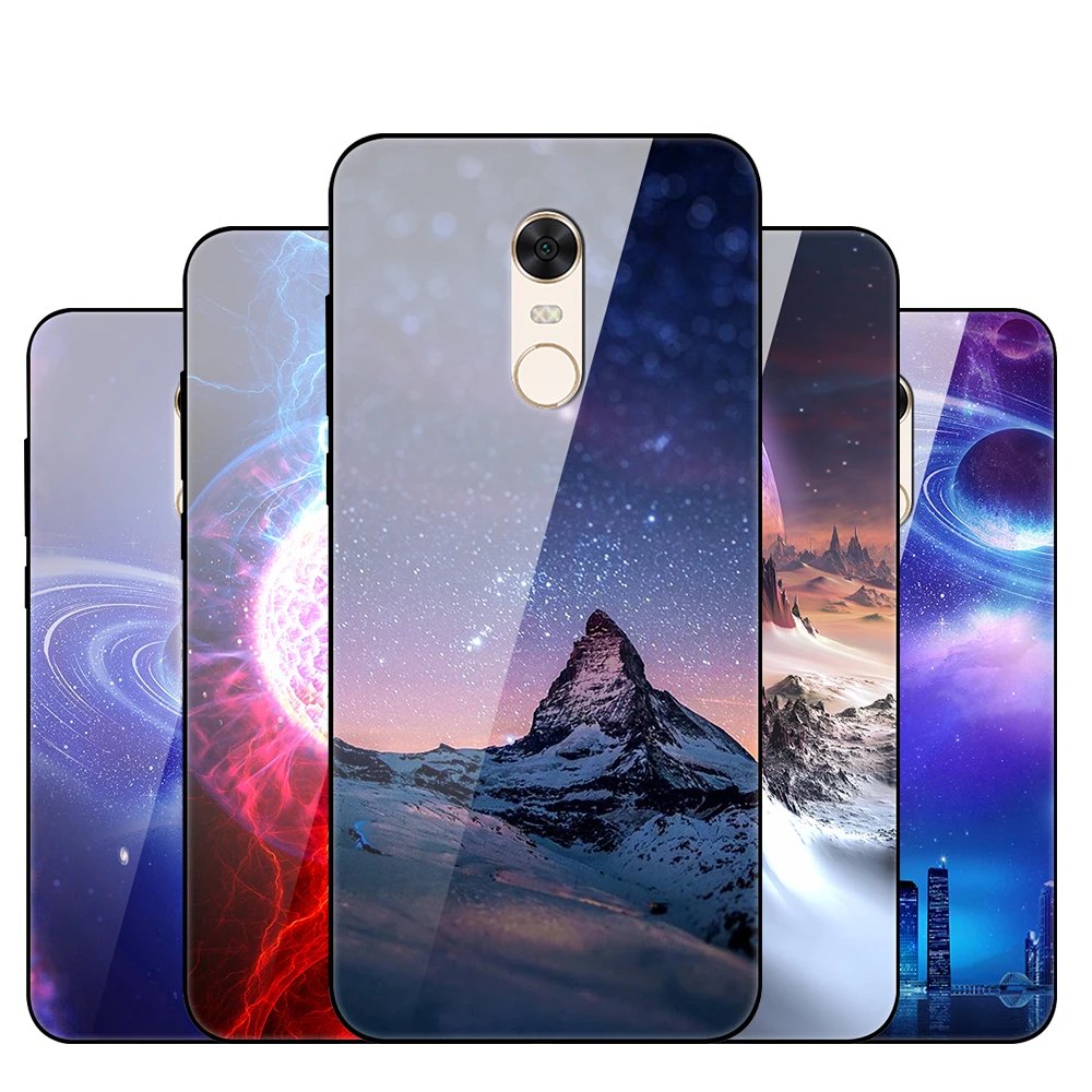 Чехол для Xiaomi Redmi 5 Plus пластиковый стеклянный чехол телефона 99 дюйма черный бампер