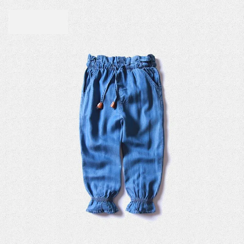 Сезон: весна–лето дети Брюки с клешем для девочек джинсовая мода досуг детей