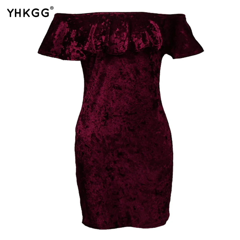 Новый Без Бретелек бархат bodycon dress sexy women слово плечо mini ночной клуб | Женская