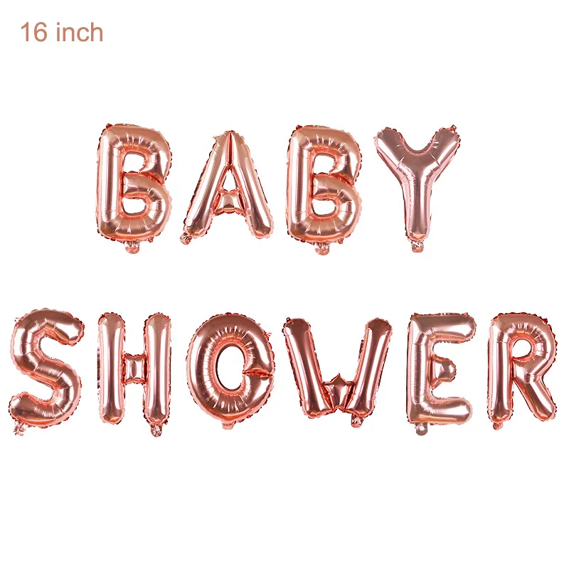 Baby Shower Rose Украшения для детского душа, воздушные шары для мальчиков/девочек, буквенные фольга, воздушный шар, баннер для детского дня рождения, вечерние украшения - Цвет: Baby Shower Rose