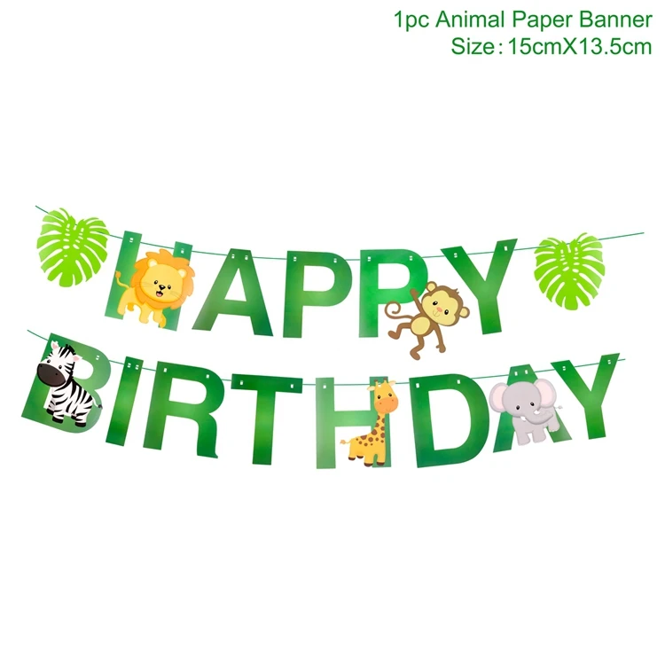 birthday banner HUIRAN латексные воздушные шары на день рождения, животные, балоны, сафари, животные, балоны, декор в джунглях, вечерние украшения для вечеринки в стиле сафари, принадлежности - Цвет: birthday banner