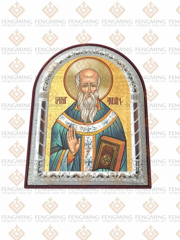 Металлическая Серебряная Золотая недорогая известная икона Святой Айдан