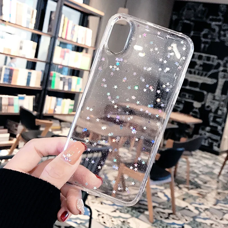Красный чехол mi note 7 роскошный блестящий прозрачный со звездами для Xiaomi 9 8 lite note7 pro