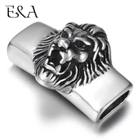 stainless steel punk lion king slider beads 136mm hole slide charms for mens leather bracelet jewelry making diy accessories