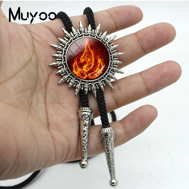 BOLO-00129 New Fashion The Fire Slide Neckties Metal Ties Handmade Bolo Tie Glass Cabochon Jewelry | Украшения и аксессуары