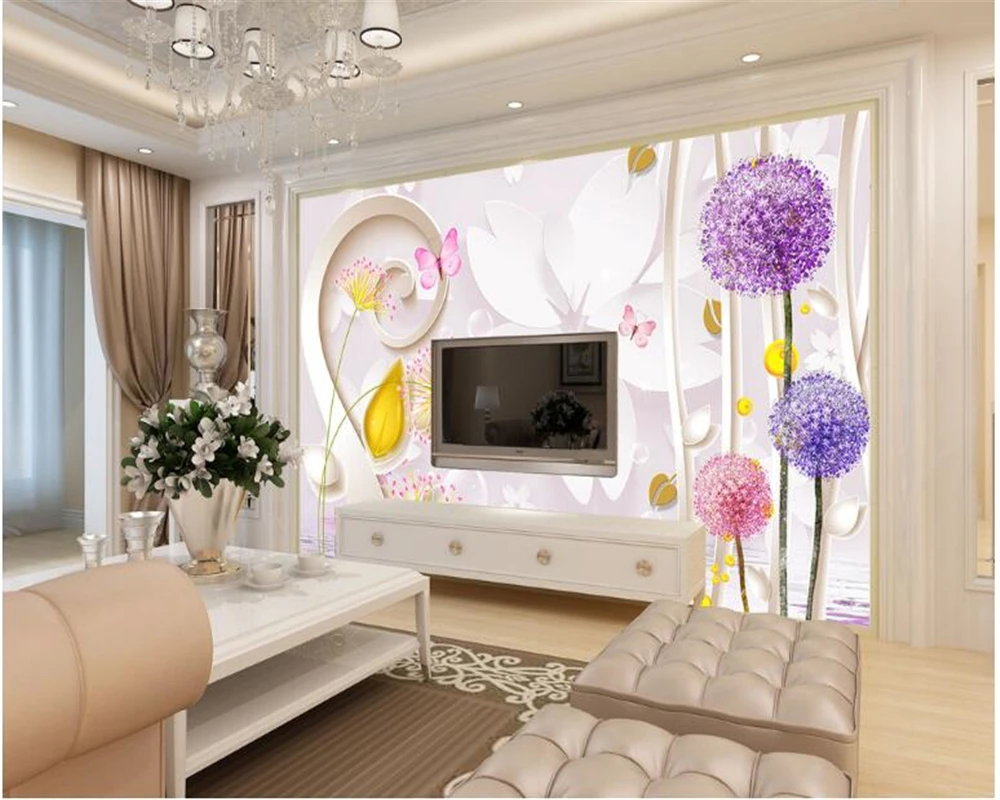 

beibehang Customize any size stylish waterproof wall paper romantic dandelion TV background wall papel de parede 3d wallpaper