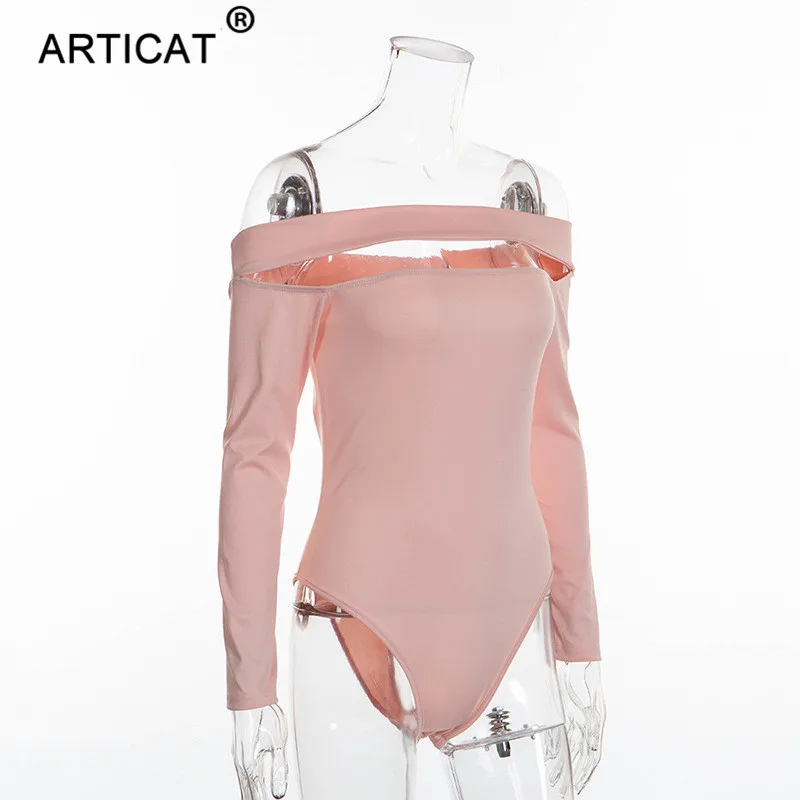 Женское боди с открытыми плечами Articat, открытое боди с длинным рукавом, базовое боди на лето