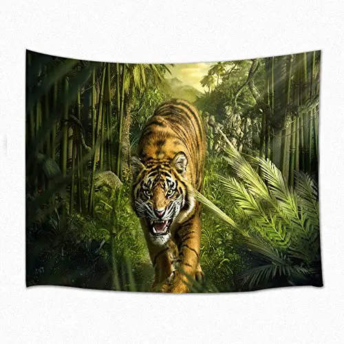 

Animal Decor Tapestry 3D Tiger In Forest Wall Hanging for Bedroom Living Room Dorm