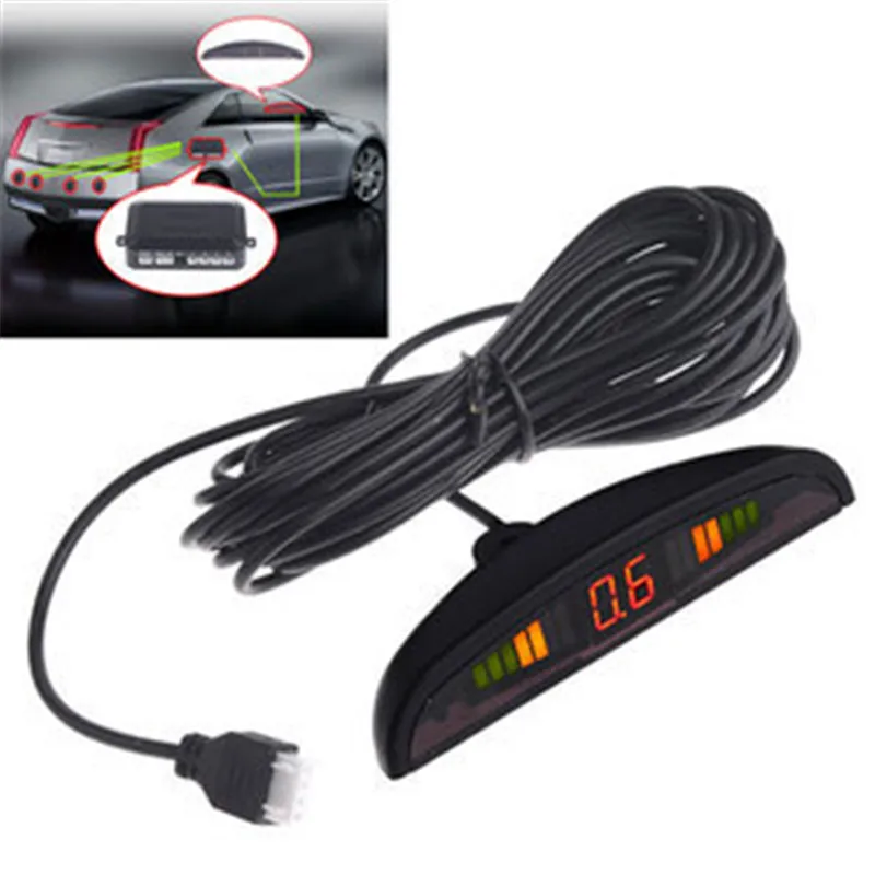 

4 Parking Sensors LED Display Car Reverse Backup Radar Kit New -Black