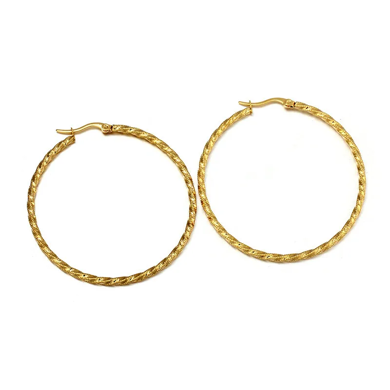 

Vintage Big Spiral Carved Circle Hoop Earrings Diameter 55mm Gold Color Geometric Hoop Earrings For Women Engagement Jewelry