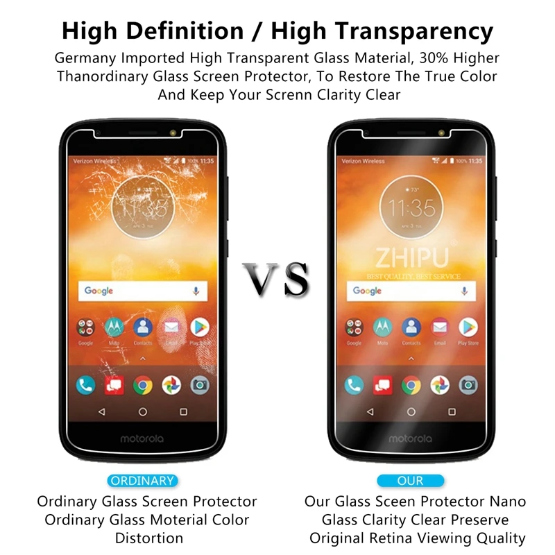 2 шт. закаленное стекло для Motorola Moto E5 Plus защита экрана с двумя sim картами 2.5D 9H две