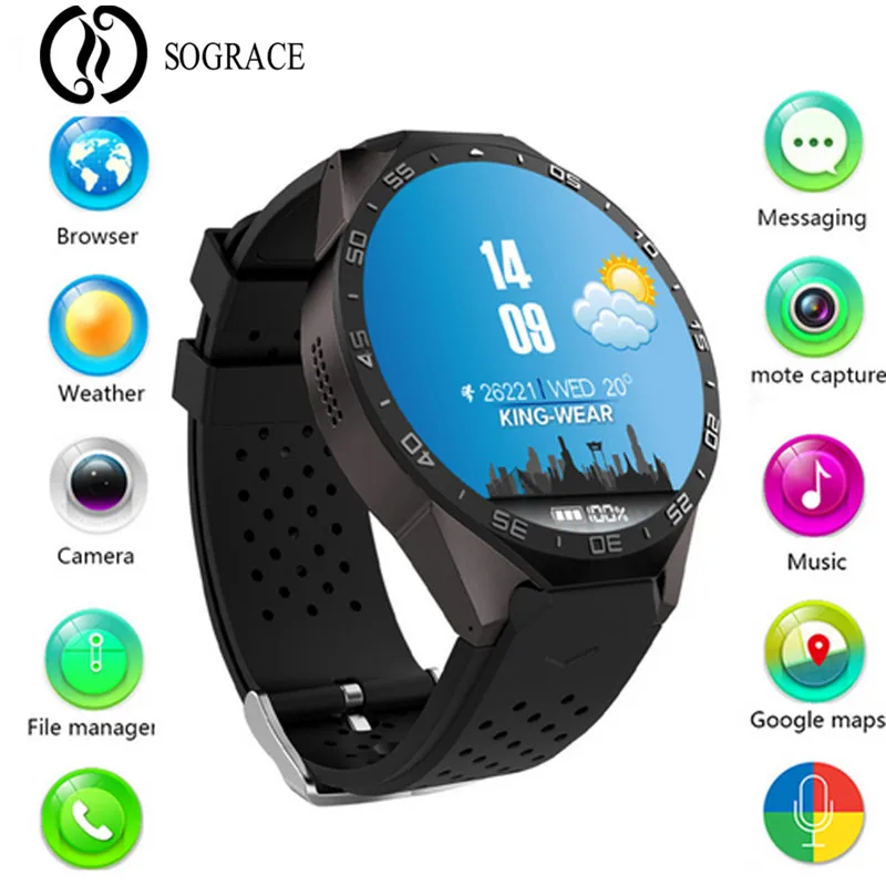 HOT Kw88 Smart Watch Android 5.1 IOS Electronics Support 3G Wifi Micro SIM 1.39 Inch CPU MTK6580 SmartWatch Phone 2018 |