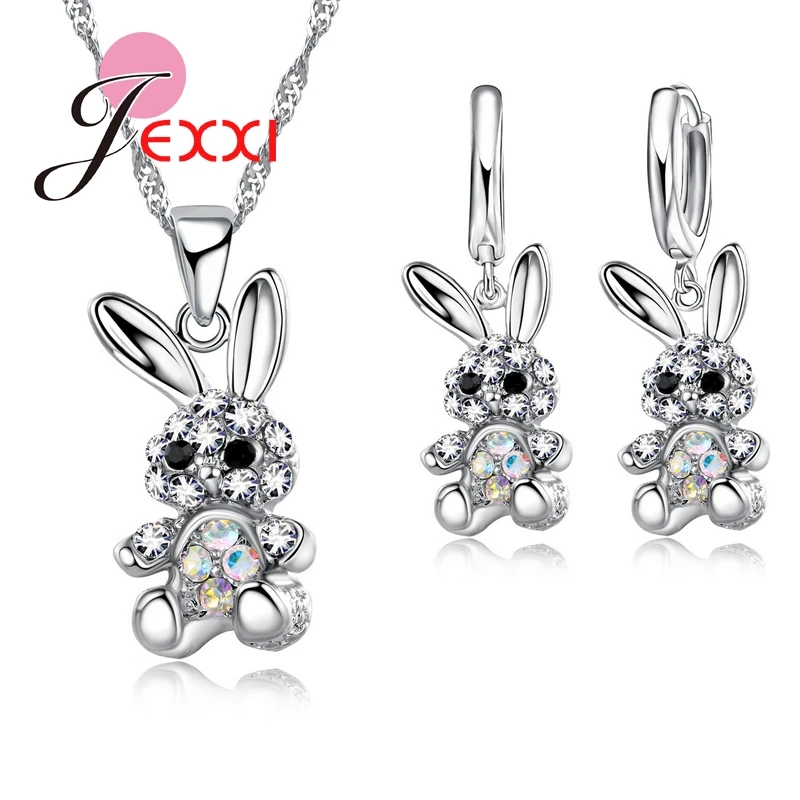 Женская цепочка из серебра 925 пробы с кулоном в виде кролика|necklace earring|earrings necklace925
