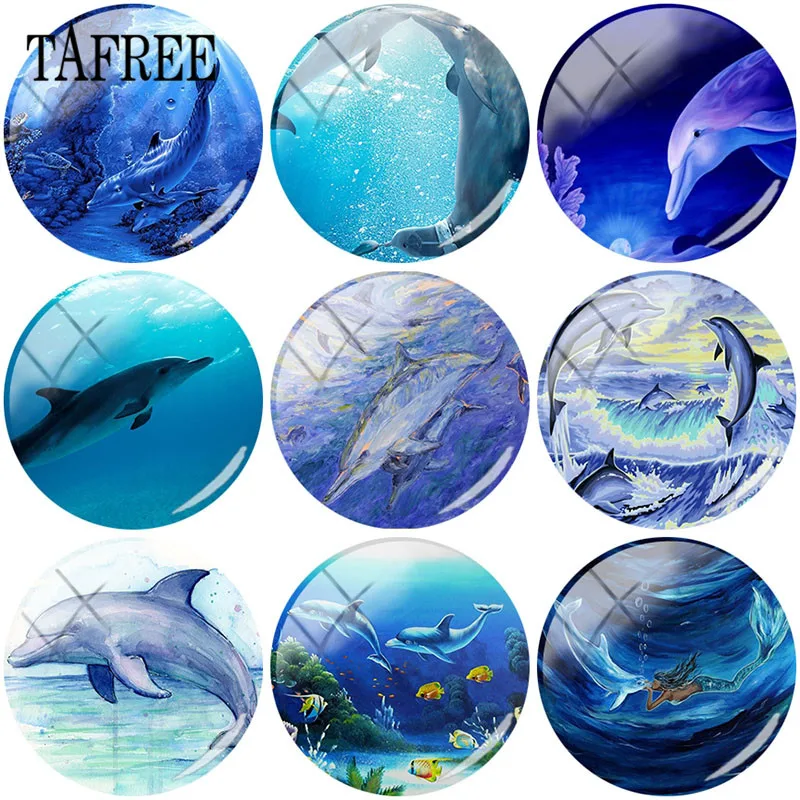 TAFREE Дельфин &quotсделай сам&quot для круглых стеклянных кабошонов с фокусным