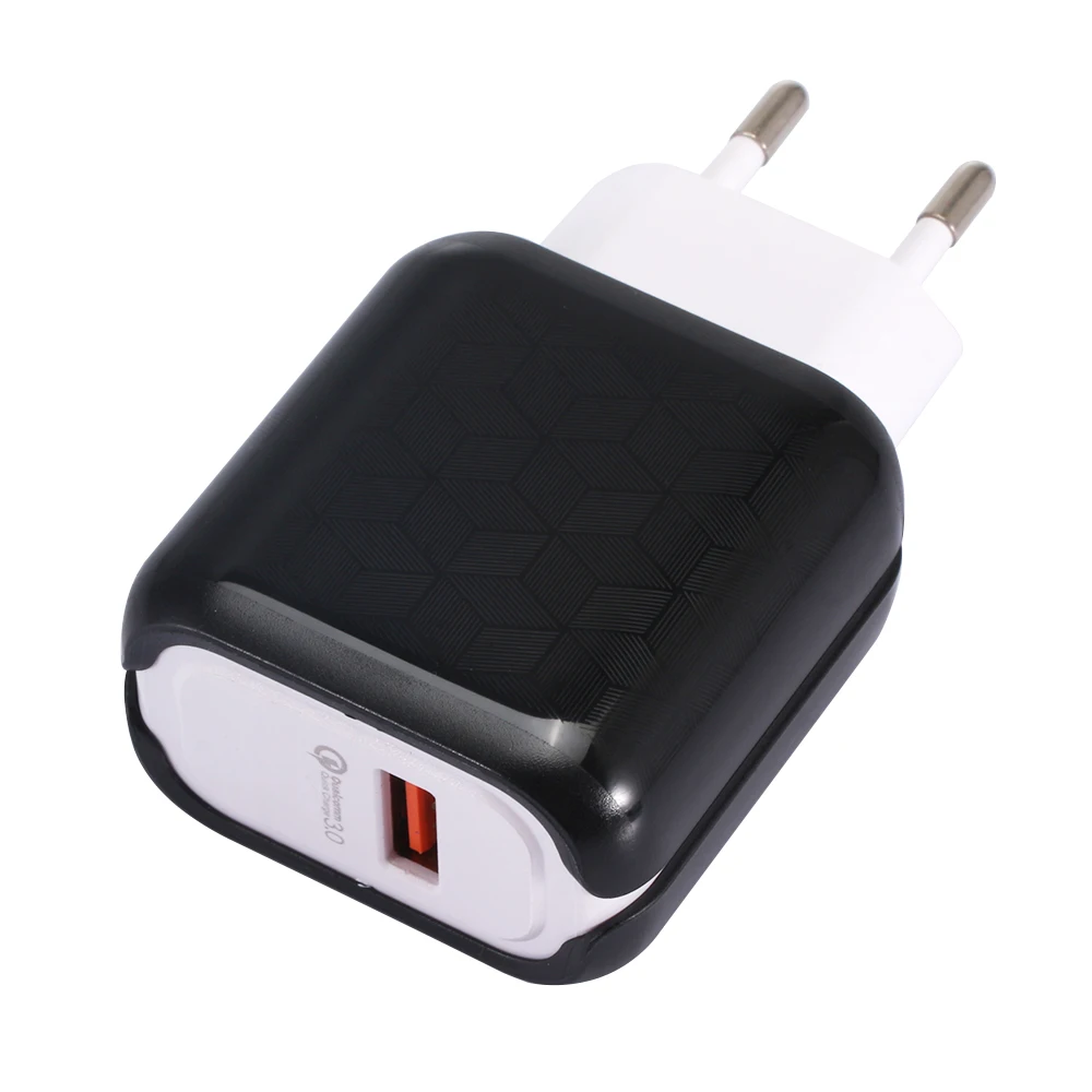 QC3.0 2.4A aвтомобильное зарядное устройство с одним USB Смарт AC дорожное сетевое Зарядное устройство быстрой Зарядное устройство 5V Мощность адаптер быстрой зарядки