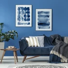 Скандинавский минималистичный синий холст картины абстрактные большие чернила плакат печать на стене картина кисть ход гостиная домашний декор
