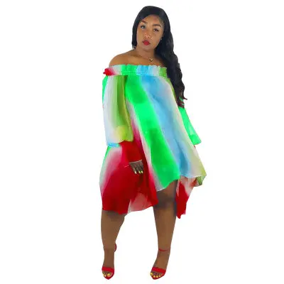 Новинка 2019 года для женщин сезон: весна лето в радужную полоску шифоновый с
