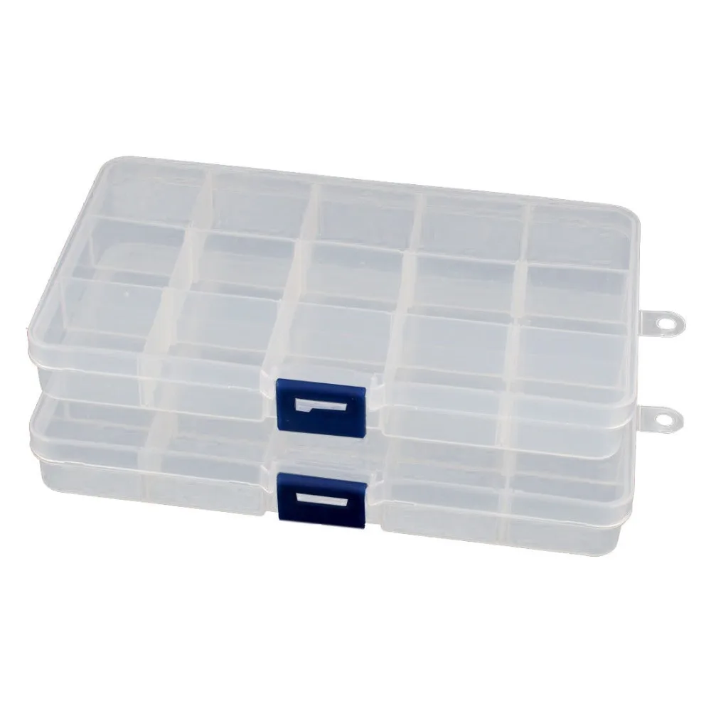 

2pcs Detachable 15 Slots Plastic Components Tool Storage Cases Boxes