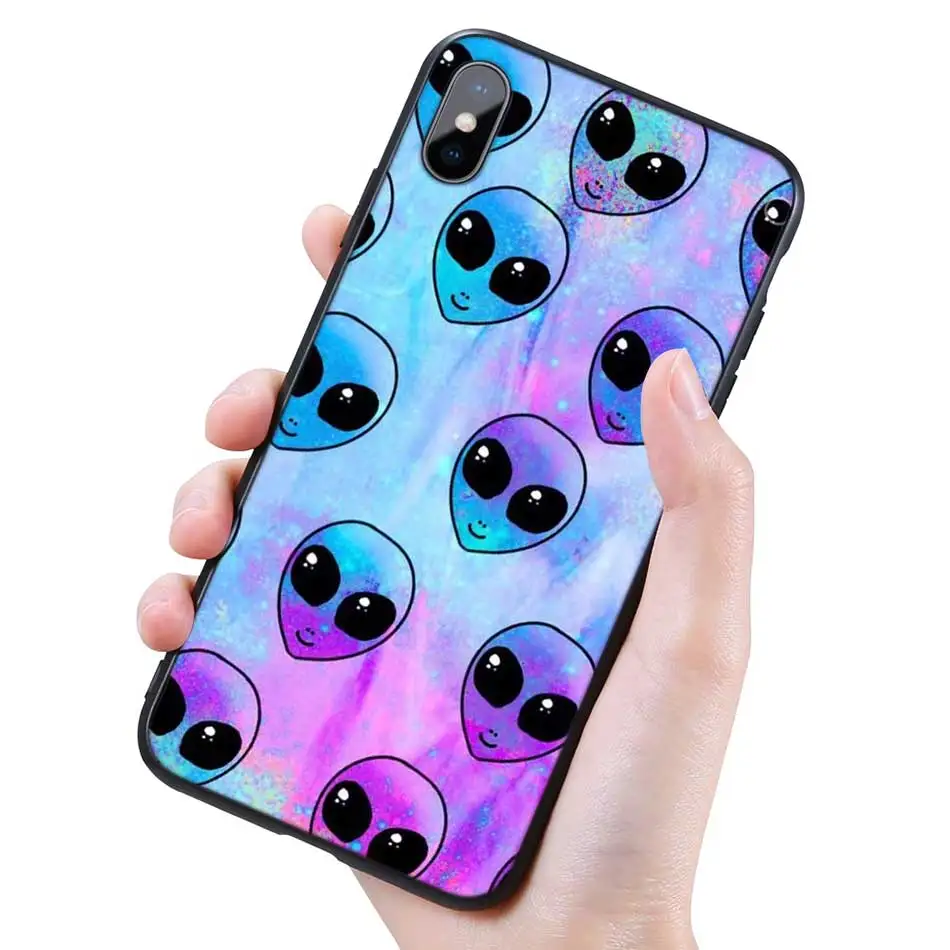 012 Силиконовый черный чехол для iPhone 11 Pro XR X XS MAX 7 8 6 6S Plus 5 5S SE 5C 7Plus 8Plus телефон Alien Believe UFO ET cute - Цвет: 012