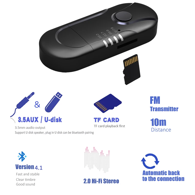 Автомобильный bluetooth приемник 3.5aux/USB двойной выход Hands Free 3 5 мм Aux беспроводной