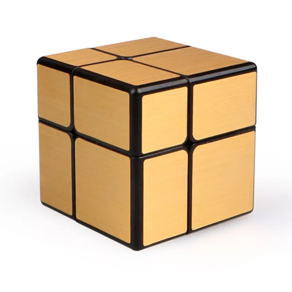 Gold QiYi 2x2 кубик рубика зеркало 2x2x2 волшебный куб 2 слоя золото и Серебристая Наклейка скоростной Куб Профессиональная головоломка игрушка для детей подарок для детей - Цвет: Gold