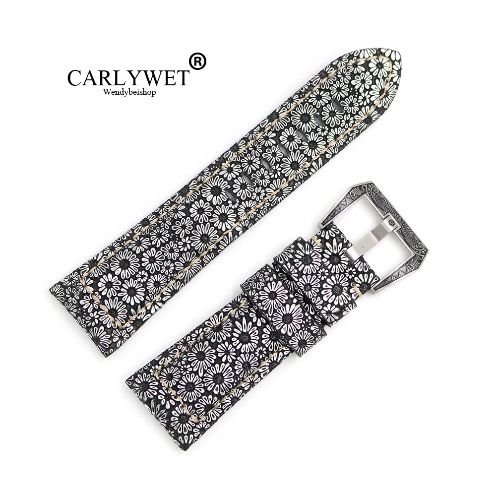 CARLYWET 26 мм кожаный узор ручной работы толстый ремешок для наручных часов Ремешок с