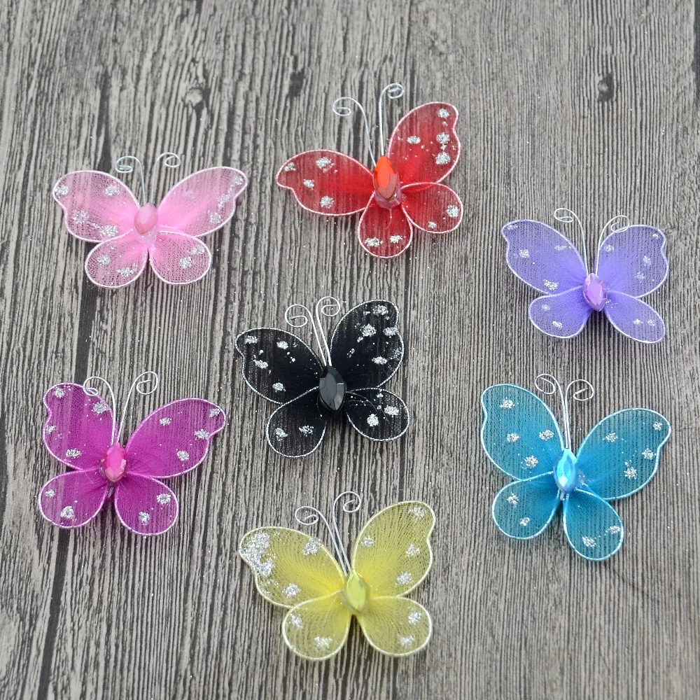 

New 100pcs 3D color silk butterfly PVC wall stickers home kitchen multi-purpose decorative crafts children's baby toys