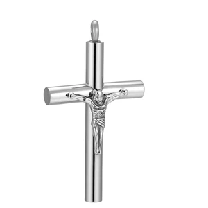 Jesus Cross Keepsake Cremation Urn Jewelry Heavy Pendant Necklace for Men Boy With Snake Chain Gift Box CMJ9877