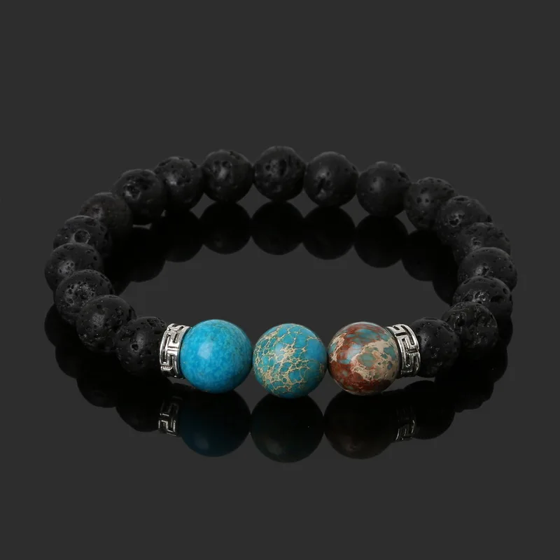 2017 новые натуральные черные браслеты из лавового камня 3 Исцеление чакры в рейки