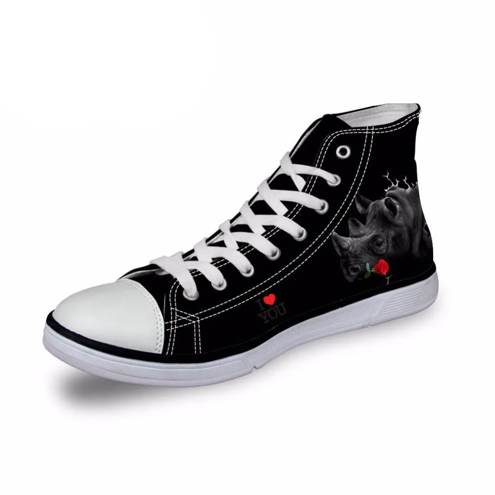 WHEREISART/Женская Вулканизированная обувь с высоким берцем Животные носороги принт