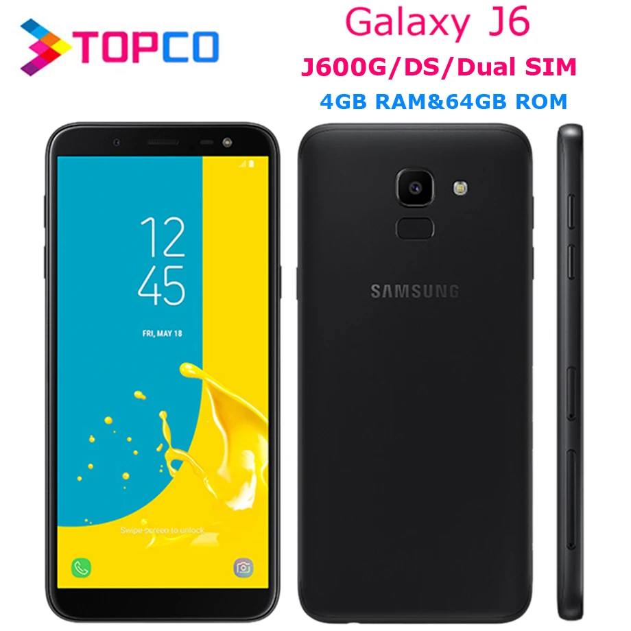 Samsung Galaxy J6 J600G/DS разблокирована LTE Android мобильный телефон Dual SIM Exynos Octa Core 5," 13MP Оперативная память 4 Гб Встроенная память 64 Гб NFC