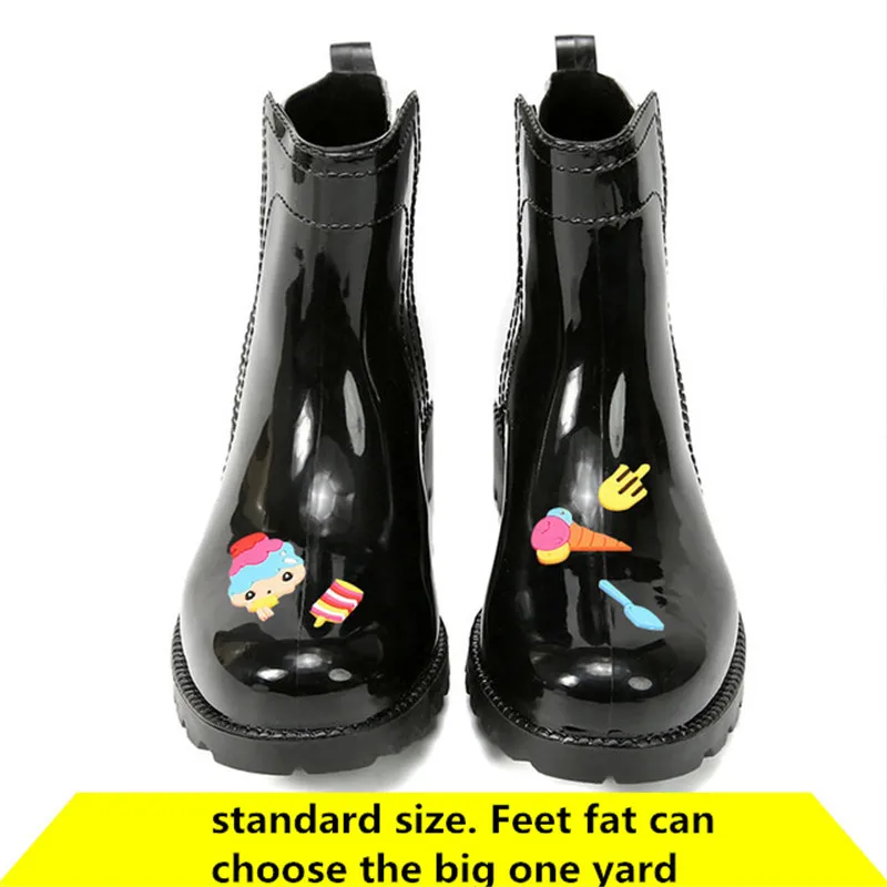 2019 Women Cute Ankle Rain Boots Non-Slip Waterproof Water Shoes Woman boots Slip-on Cartoon Rainboots | Обувь